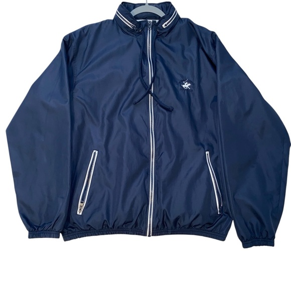 Vintage Beverly Hills Polo Club Windbreaker Jacket - Navy Blue - Picture 1 of 6